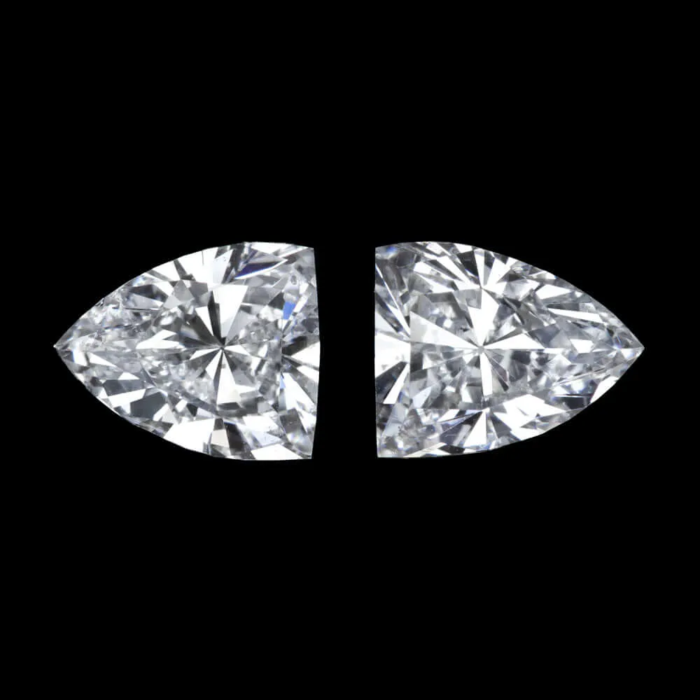 0.91ct SHIELD SHAPE E-F SI2 DIAMONDS STUD EARRINGS PAIR 3 STONE TRILLION PEAR