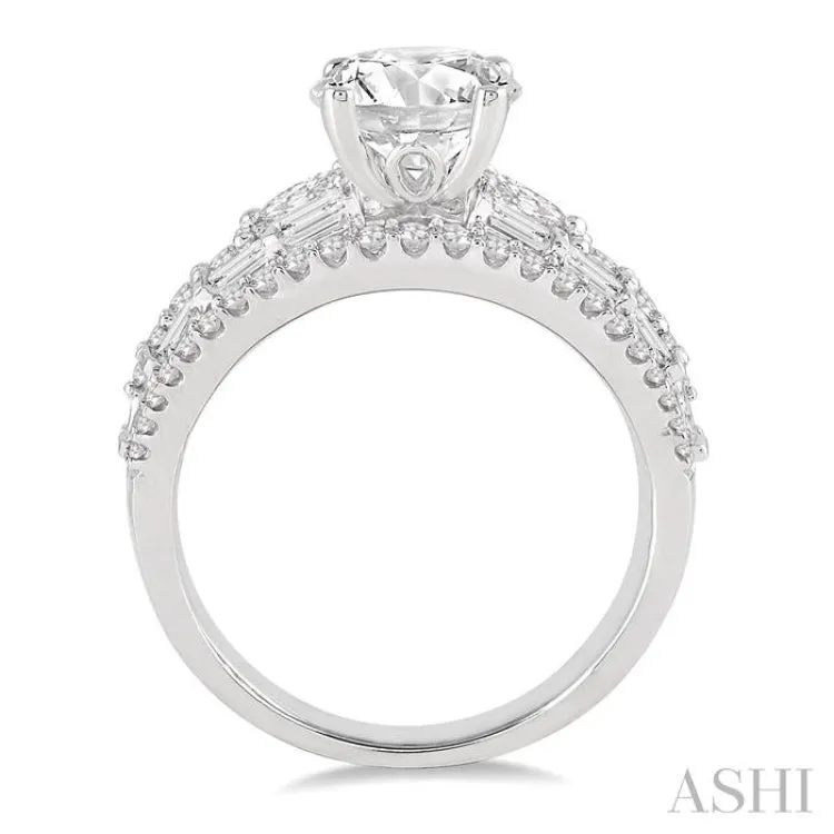 1 1/3 Ctw Diamond Semi-mount Engagement Ring in 14K White Gold