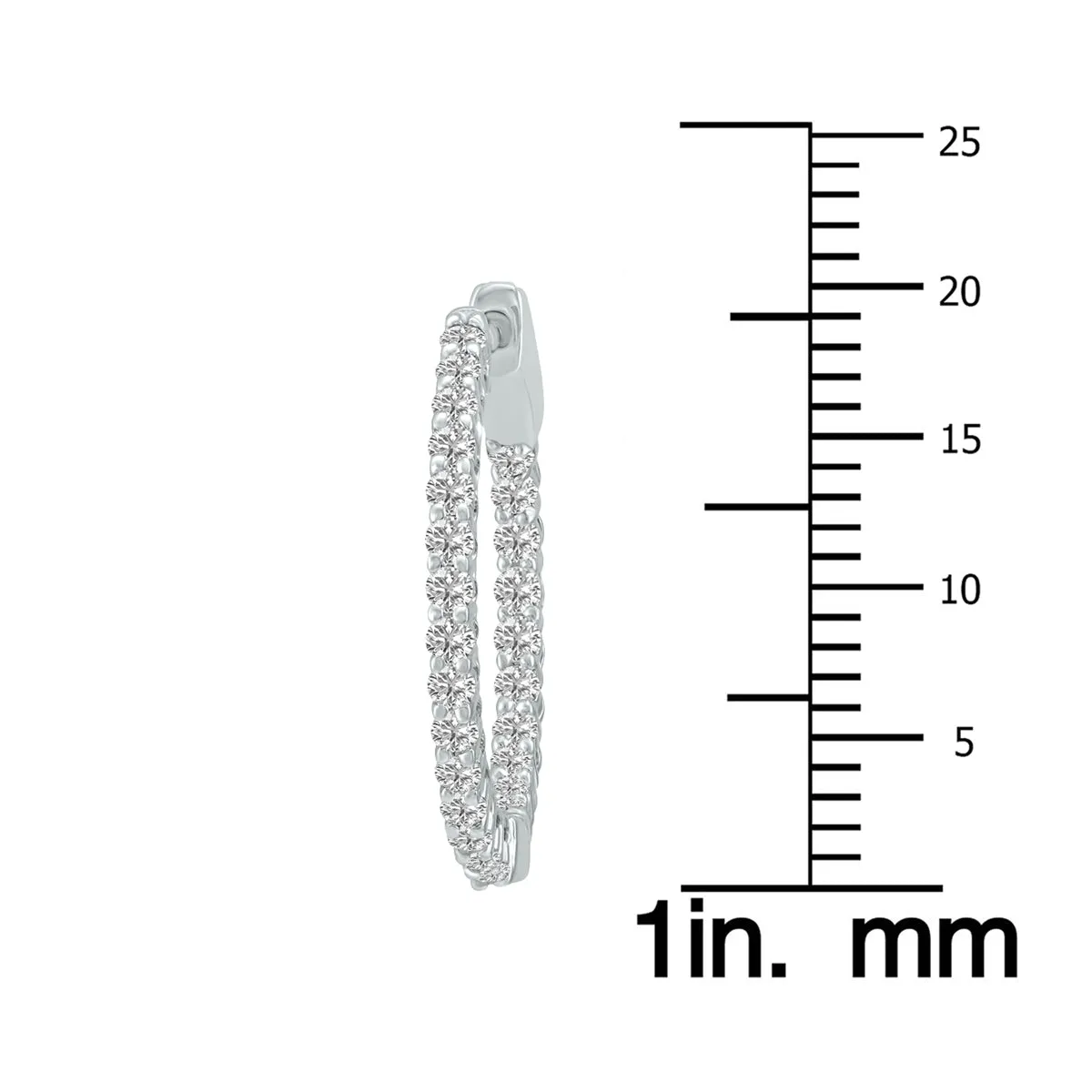 1 Carat Tw Round Lab Grown Diamond Hoop Earrings In 14K White Gold