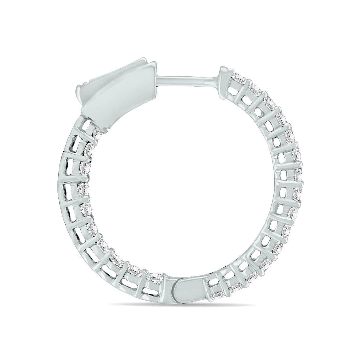 1 Carat Tw Round Lab Grown Diamond Hoop Earrings In 14K White Gold