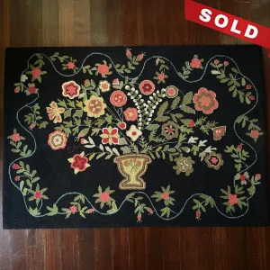 100% wool heirloom-quality hand-made hooked rug by Claire Murray