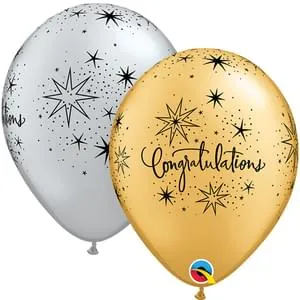 11" Congratulations Elegant Silver / Gold (Color Match)