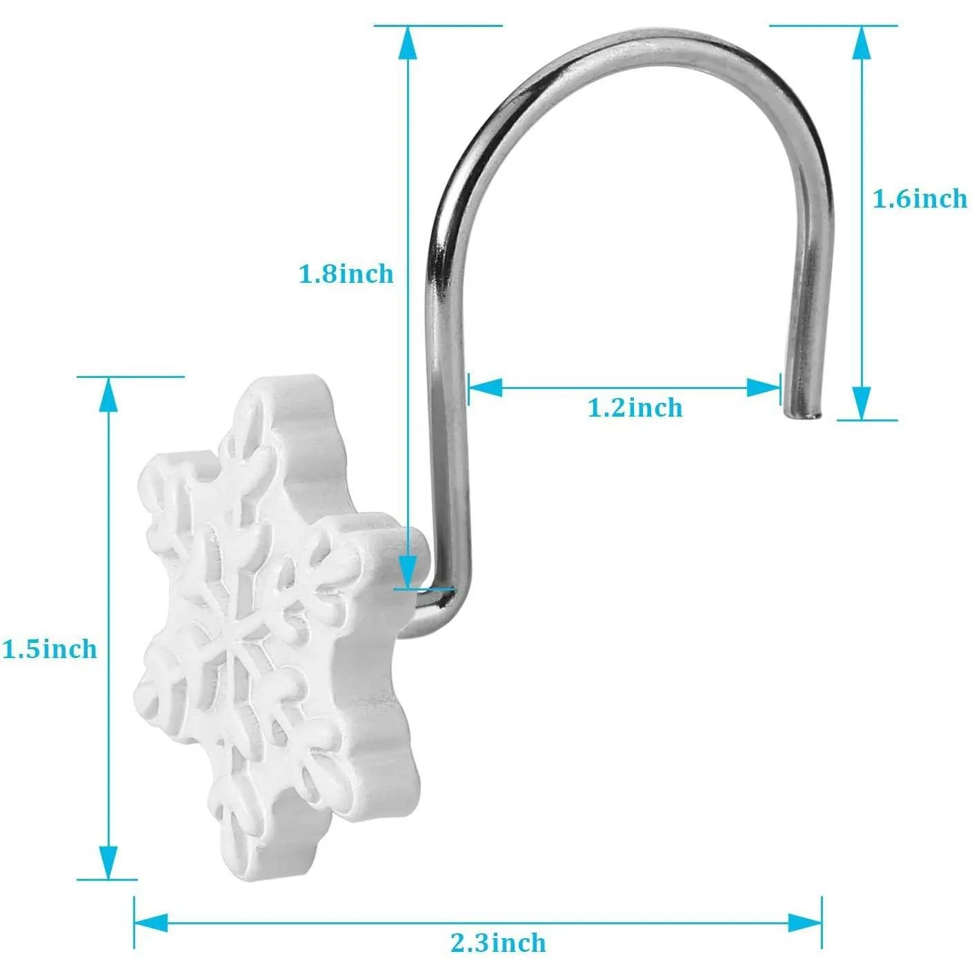 12-Pieces: Christmas Shower Curtain Anti-Rust Hooks