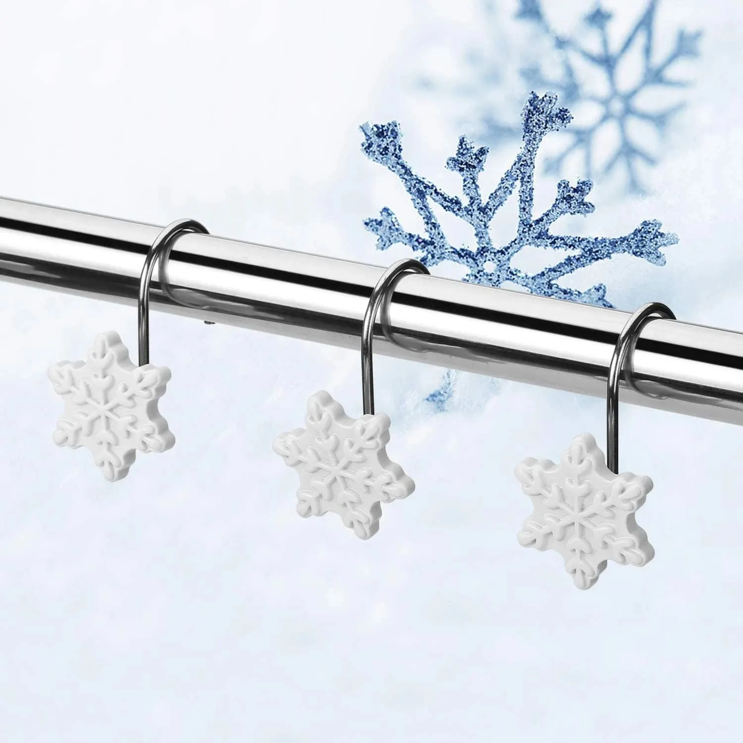 12-Pieces: Christmas Shower Curtain Anti-Rust Hooks