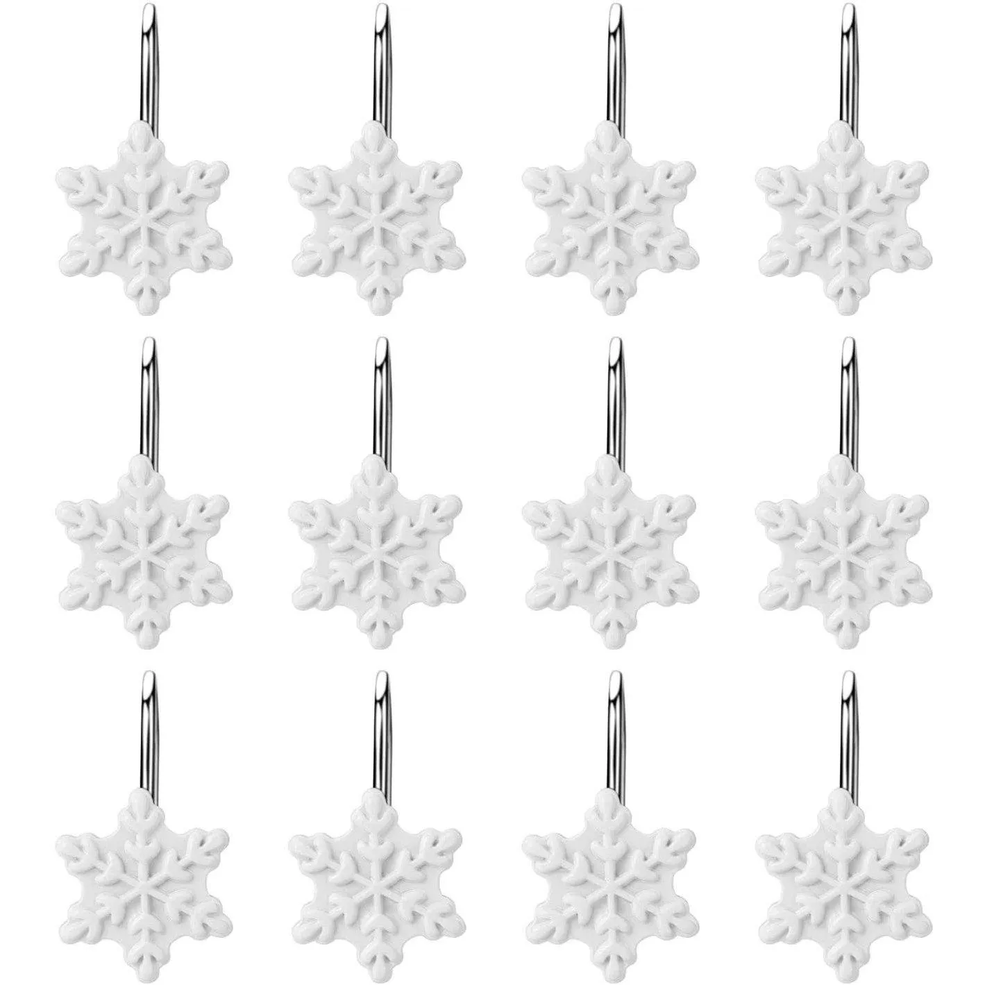 12-Pieces: Christmas Shower Curtain Anti-Rust Hooks