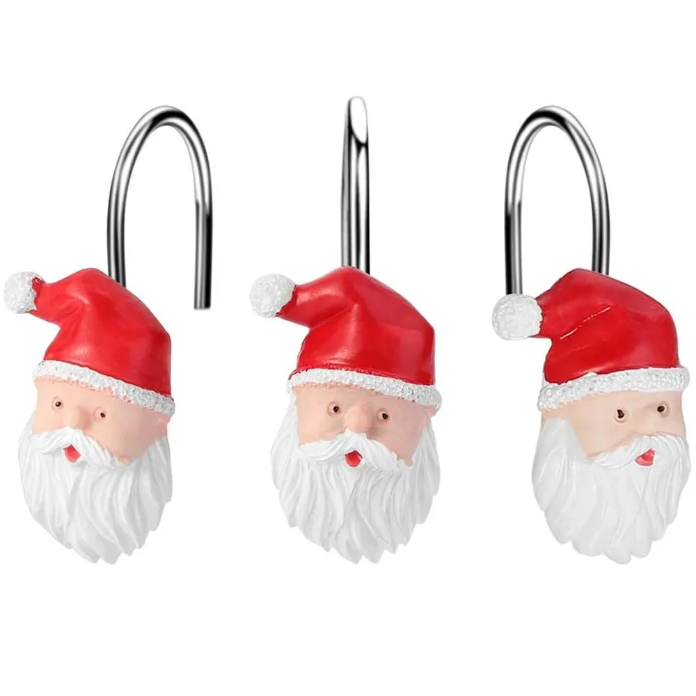 12-Pieces: Christmas Shower Curtain Anti-Rust Hooks