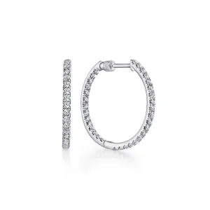 14K White Gold French Pavé 20mm Round Inside Out Diamond Hoop Earrings - EG13462W45JJ