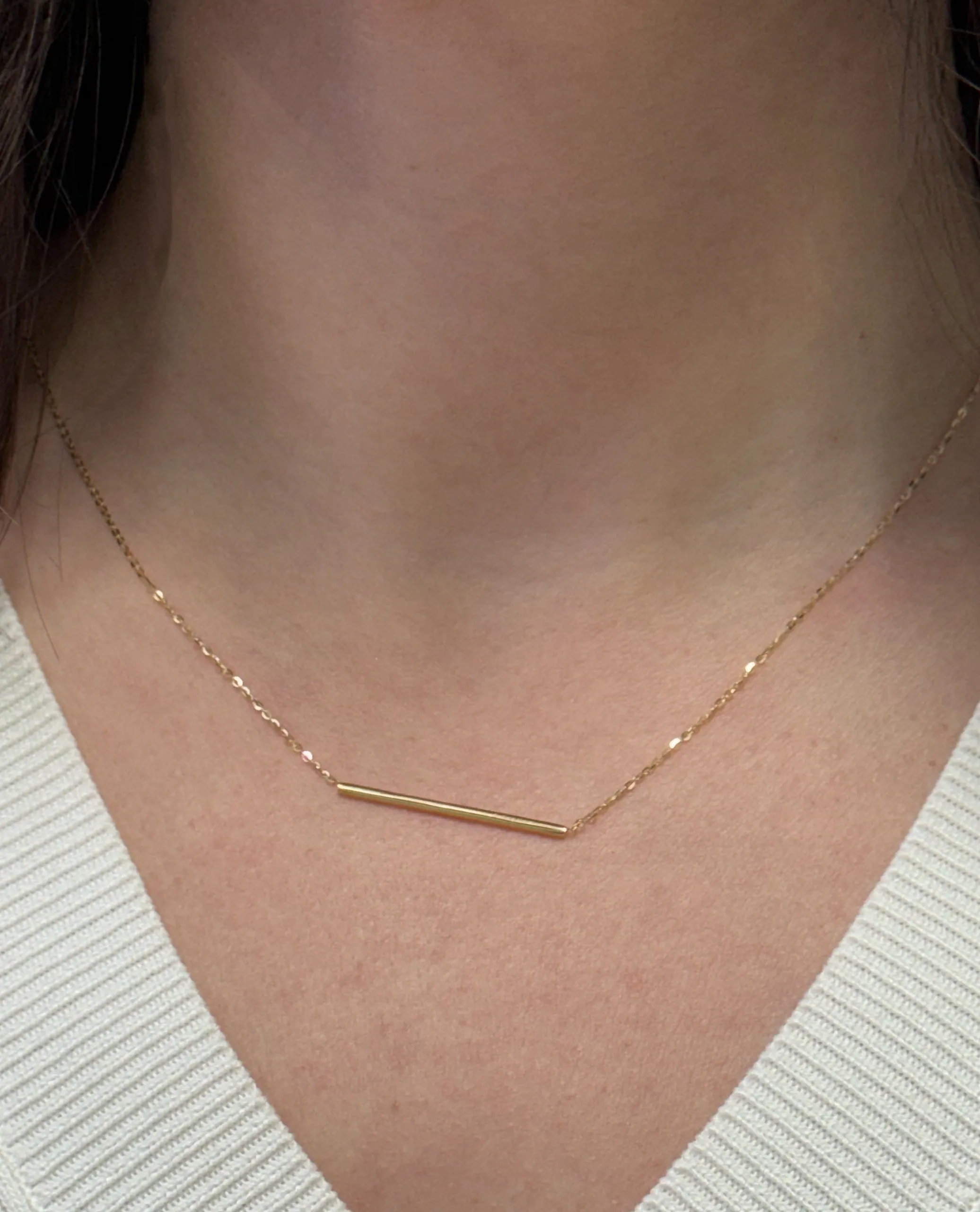 14K Yellow Gold Bar Necklace