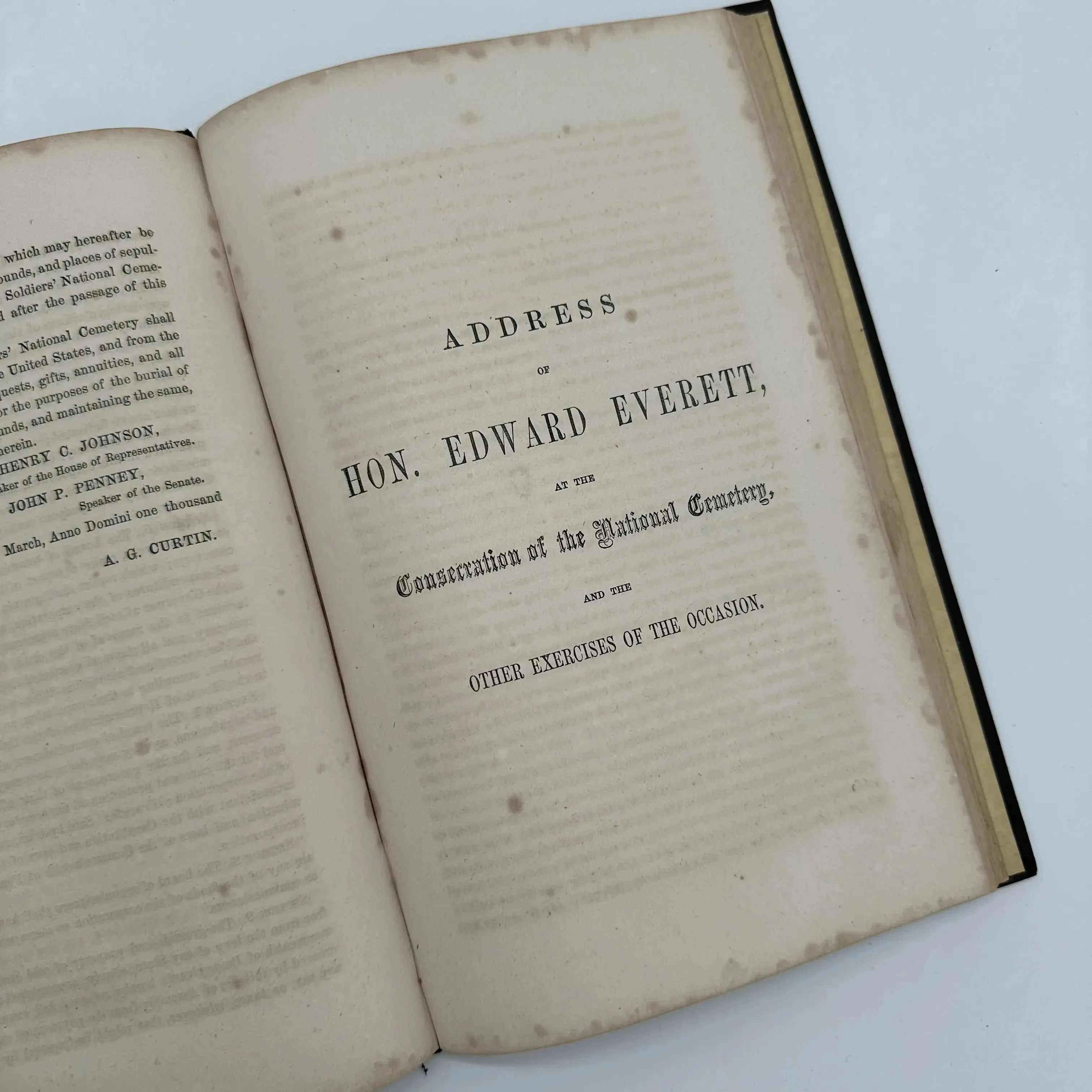 1864 report on Gettysburg National Cemetery including an early printing of the Gettysburg Address