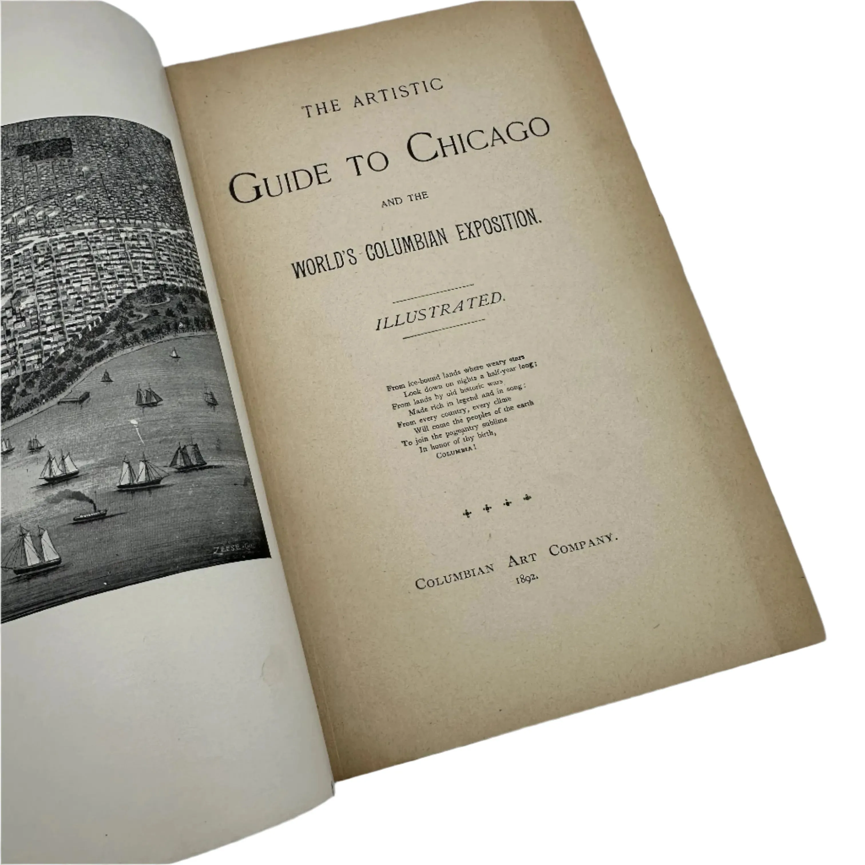 1893 "Artistic Guide to Chicago and the World's Columbian Exposition" with large fold out map of the Exposition grounds