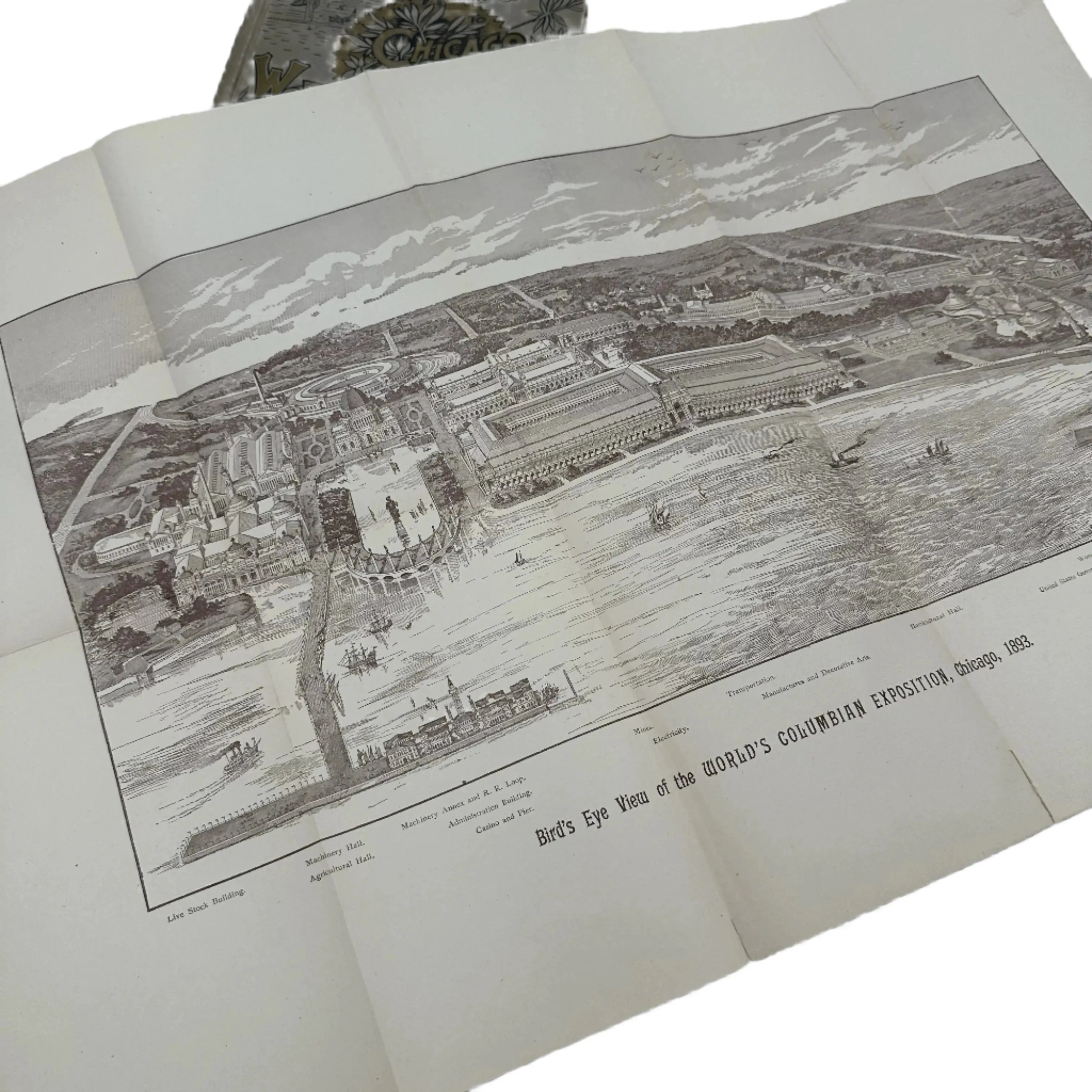 1893 "Artistic Guide to Chicago and the World's Columbian Exposition" with large fold out map of the Exposition grounds