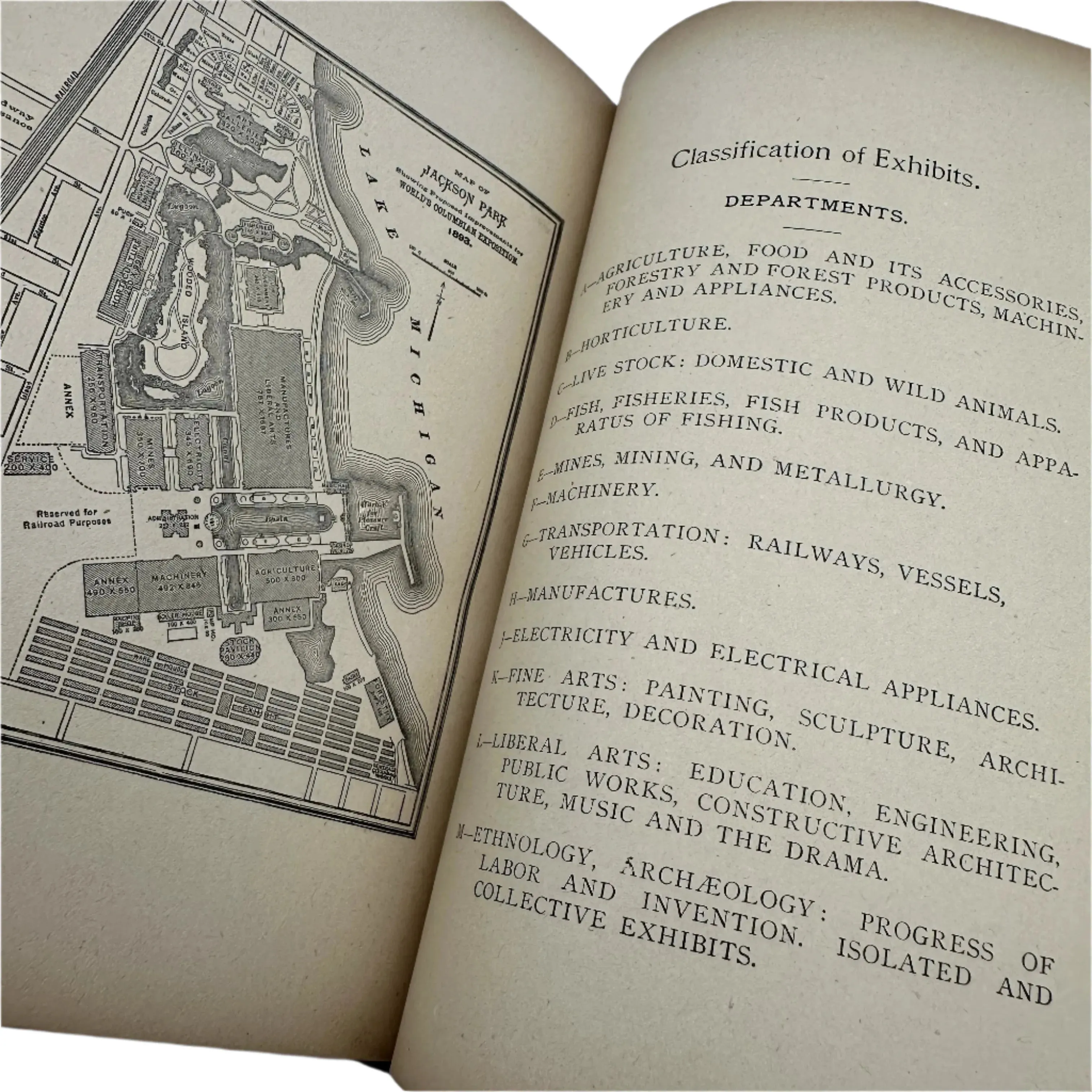 1893 "Artistic Guide to Chicago and the World's Columbian Exposition" with large fold out map of the Exposition grounds