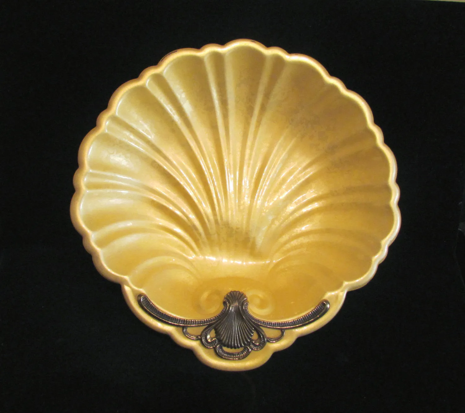 1950s Evans Yellow Guilloche Shell Ashtray Or Seashell Dish Rare