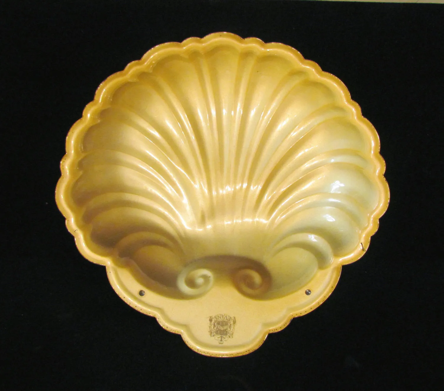 1950s Evans Yellow Guilloche Shell Ashtray Or Seashell Dish Rare