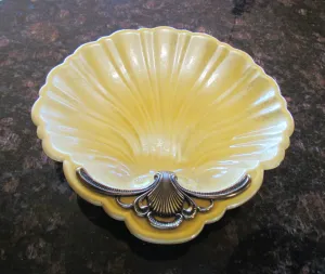 1950s Evans Yellow Guilloche Shell Ashtray Or Seashell Dish Rare