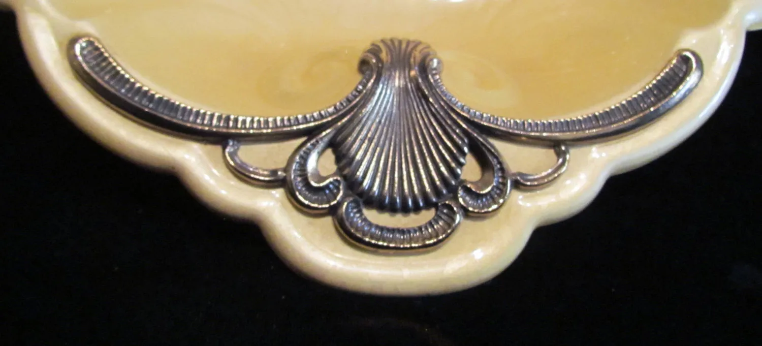 1950s Evans Yellow Guilloche Shell Ashtray Or Seashell Dish Rare