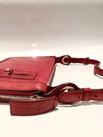 2000s GIVENCHY BURGUNDY MONOGRAM LEATHER SHOULDER BAG