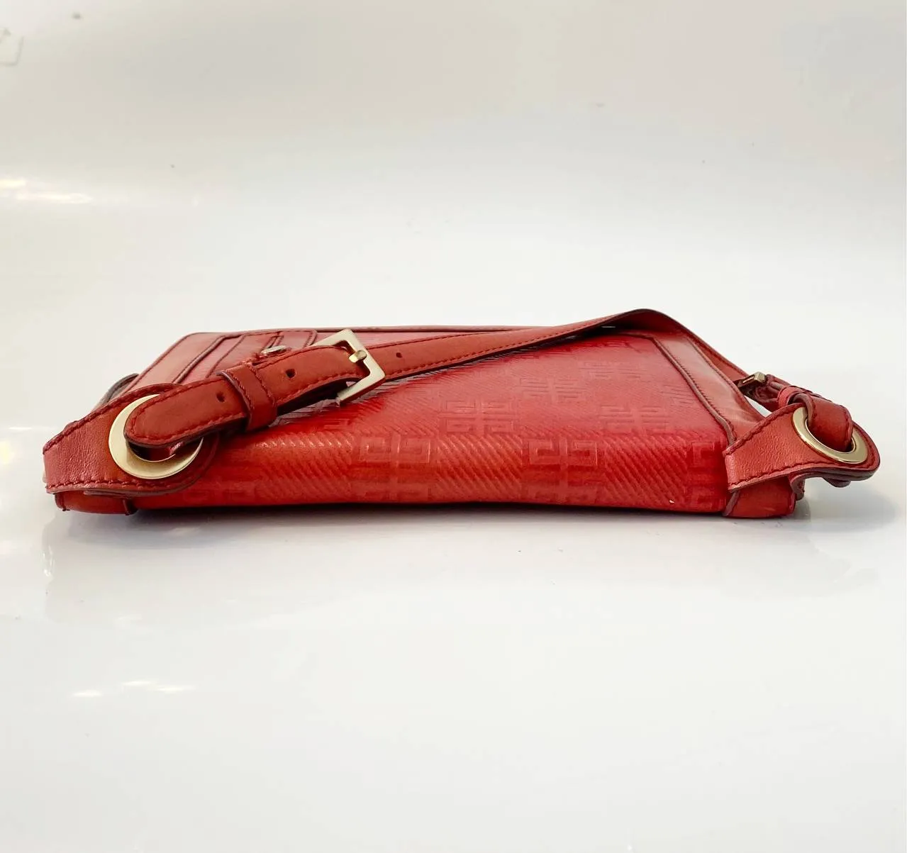 2000s GIVENCHY BURGUNDY MONOGRAM LEATHER SHOULDER BAG