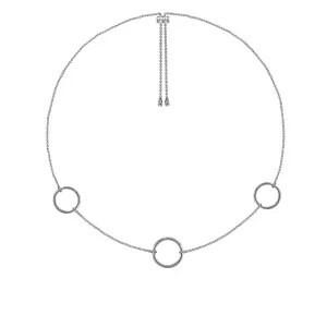 3-Hoop Adjustable Necklace - Dark Grey Silver