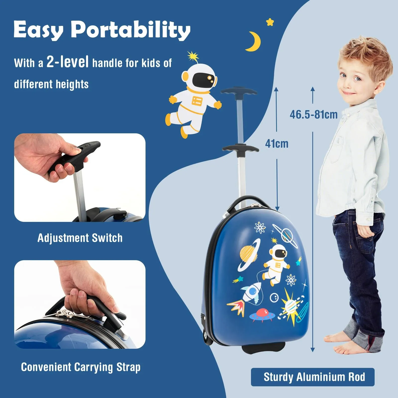 40cm Hard Shell Kids Carry on Luggage