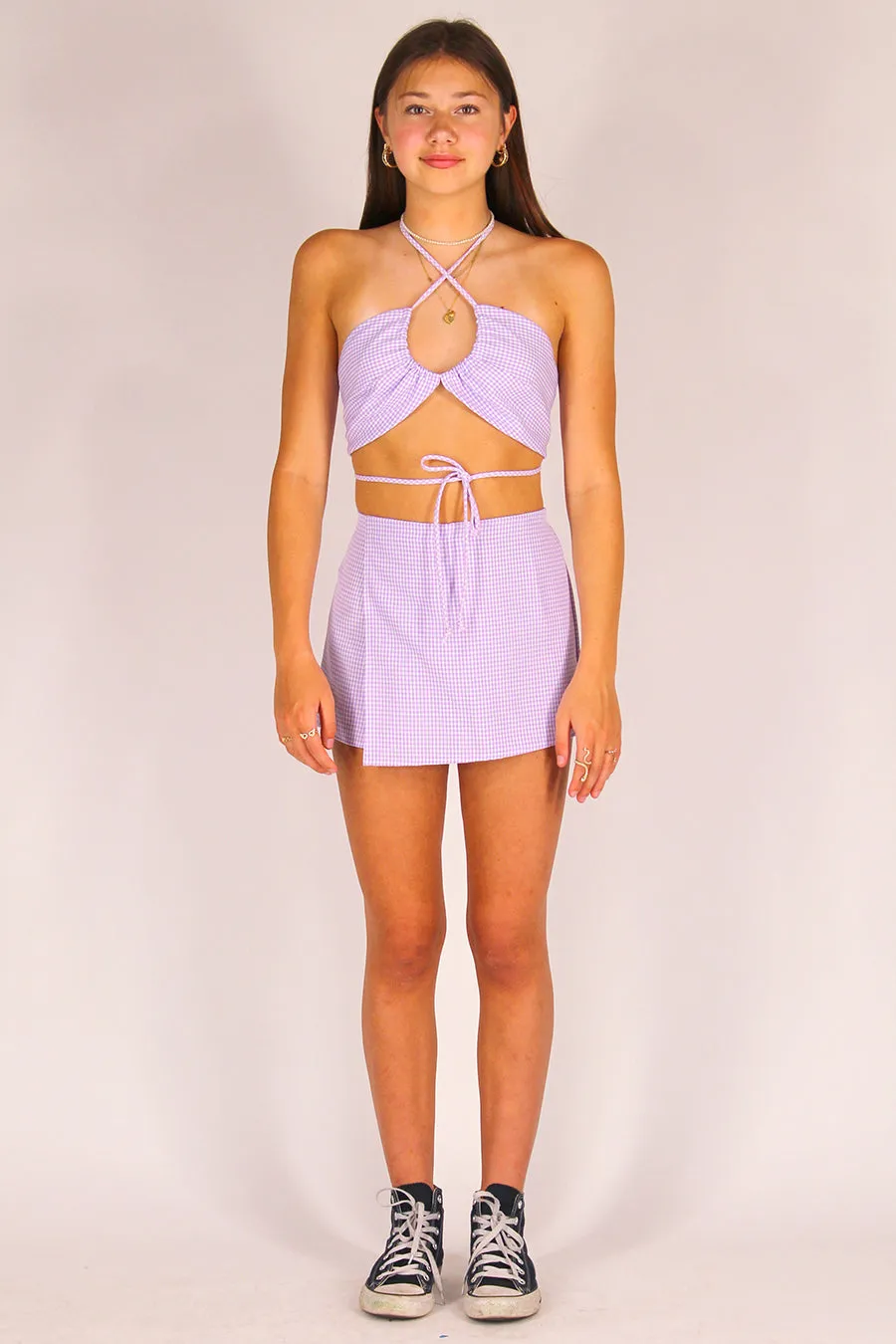 70's Halter - Lavender Gingham