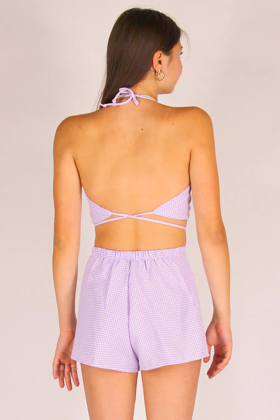 70's Halter - Lavender Gingham