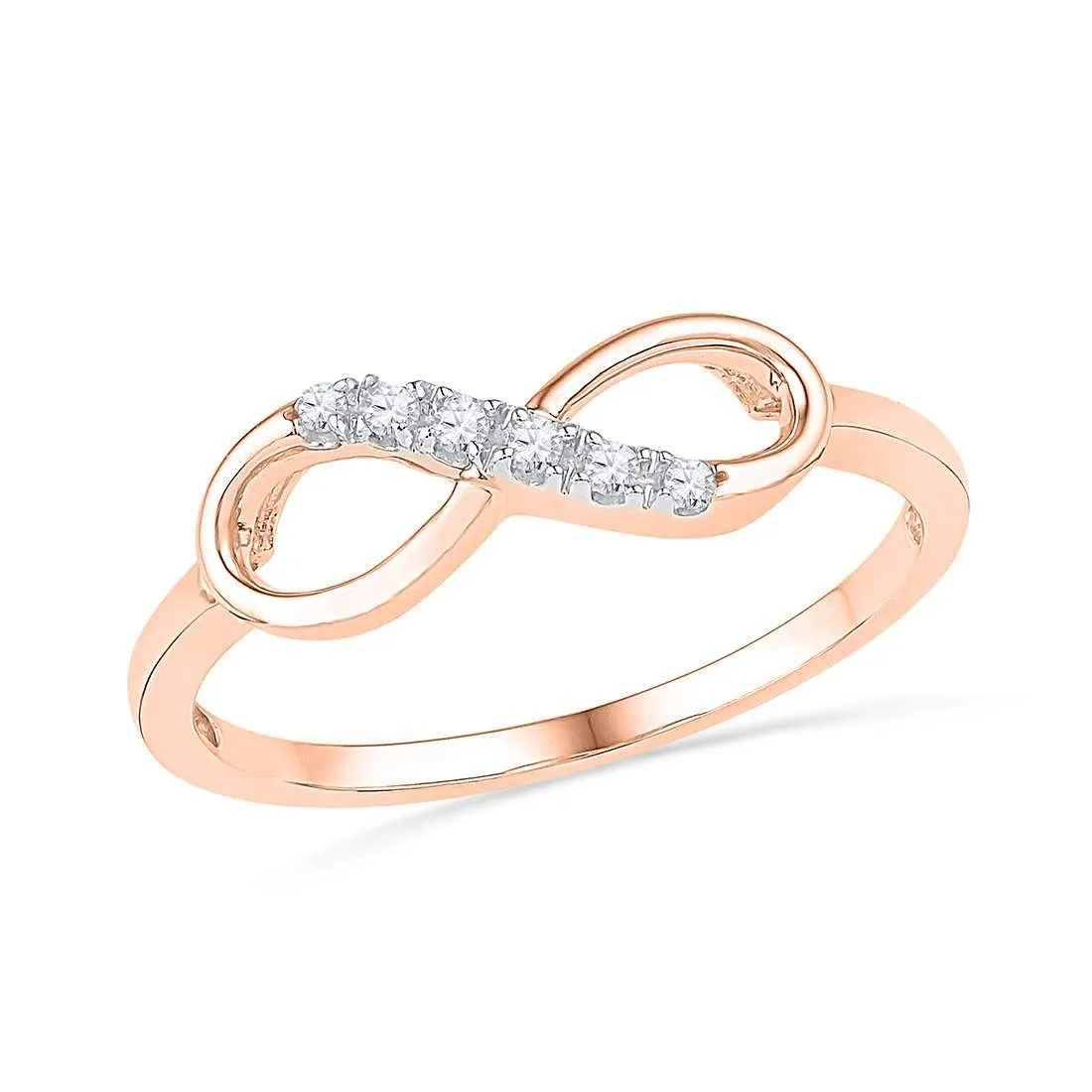 9ct Rose Gold Stackable Infinity Ring with Diamond