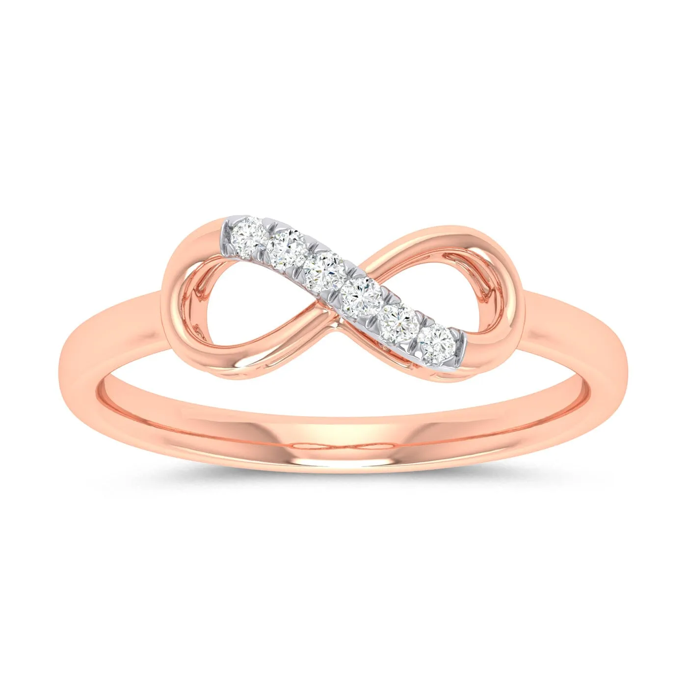 9ct Rose Gold Stackable Infinity Ring with Diamond