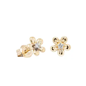 9ct Yellow Gold .04ct Diamond Flower Stud Earrings