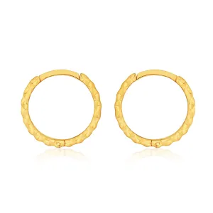 9ct Yellow Gold 8mm Dicut Hoop Earrings