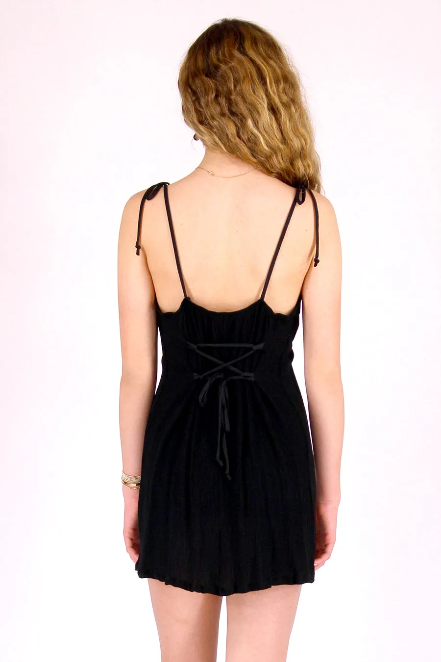 Adjustable Ribbon Dress - Black Scrunchy