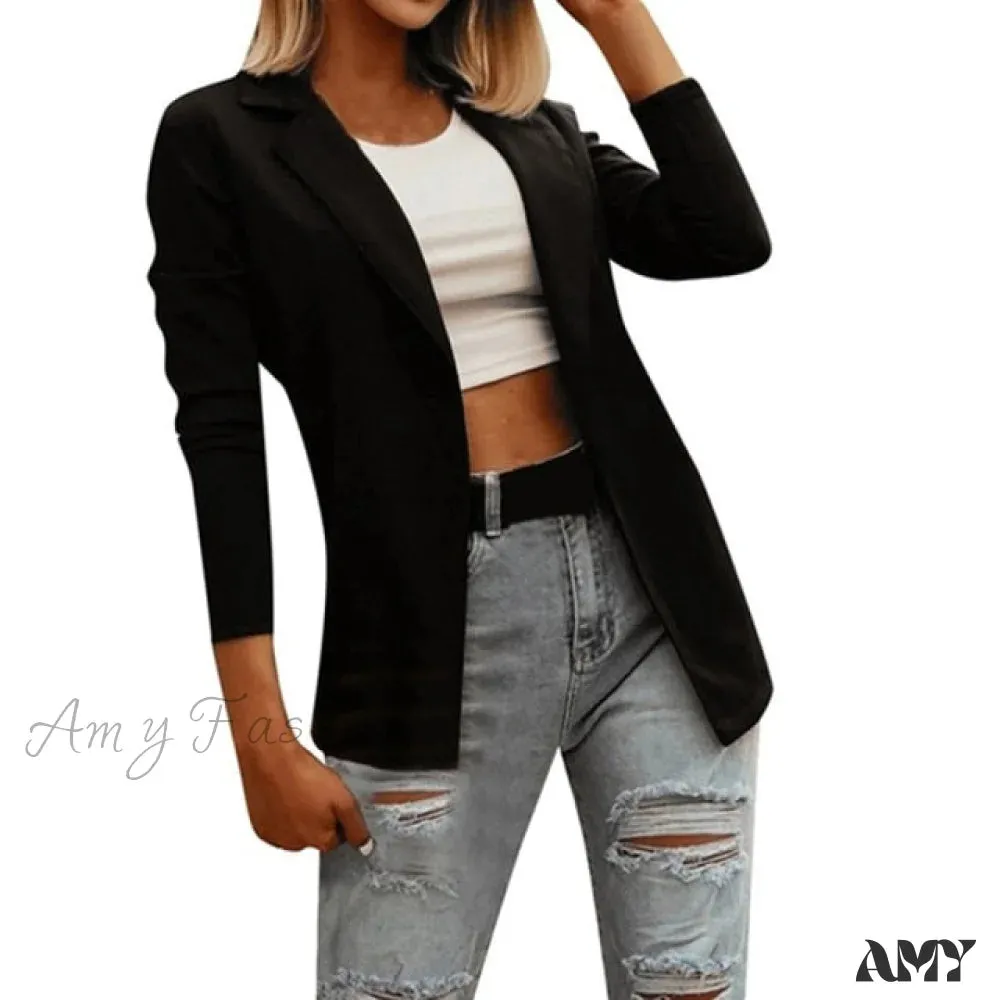 Amy Fashion - Office Ladies Elegant Comy Solid Color Blazers