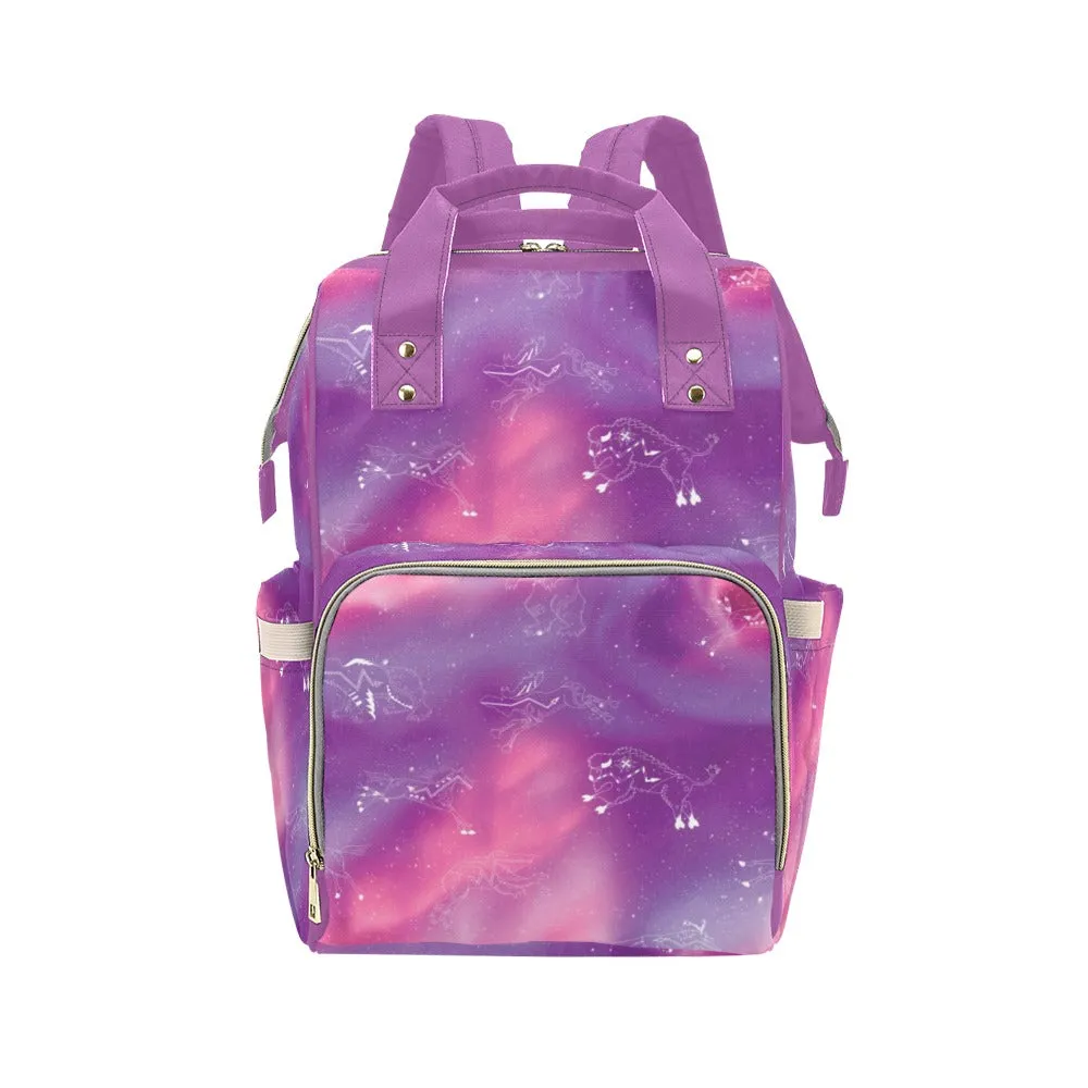 Animal Ancestors 7 Aurora Gases Pink and Purple Multi-Function Diaper Backpack/Diaper Bag