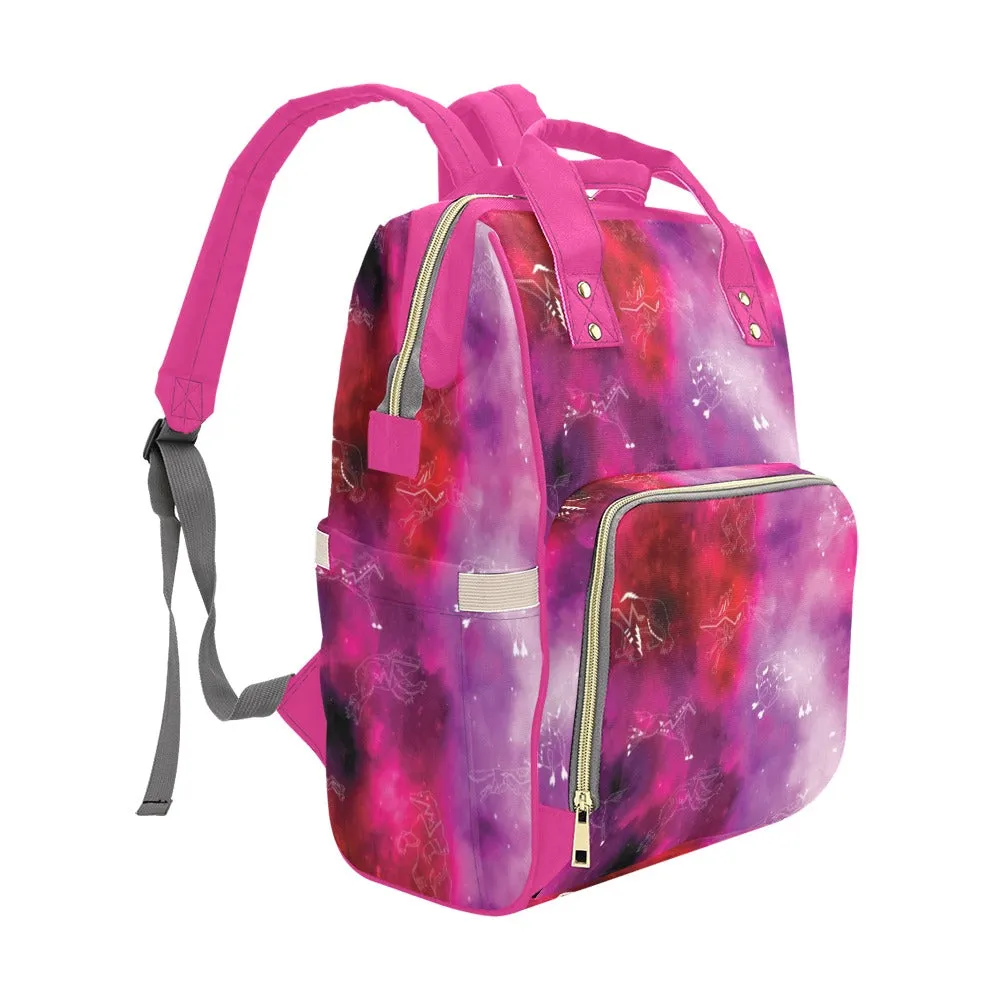 Animal Ancestors 8 Gaseous Clouds Pink and Red Multi-Function Diaper Backpack/Diaper Bag