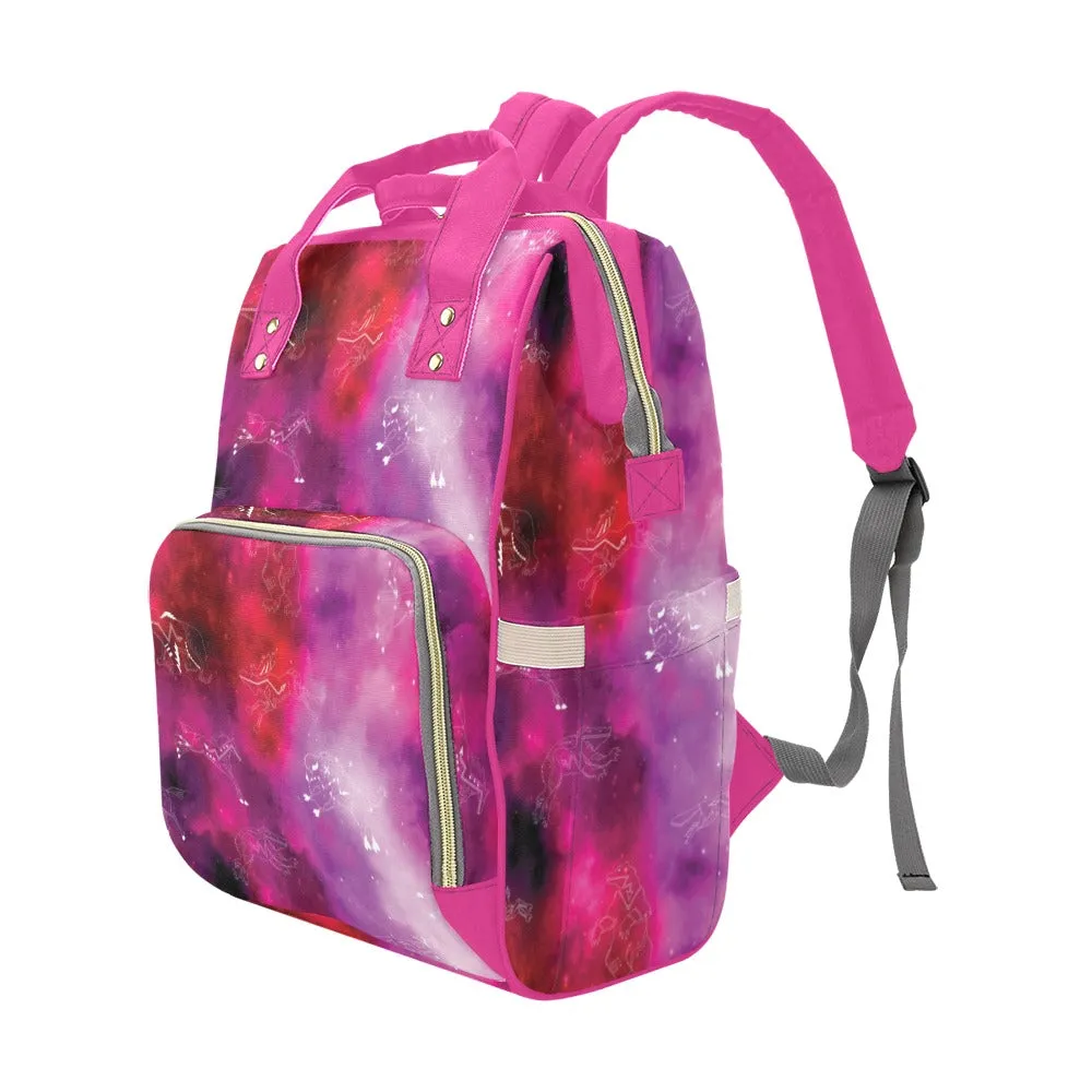 Animal Ancestors 8 Gaseous Clouds Pink and Red Multi-Function Diaper Backpack/Diaper Bag