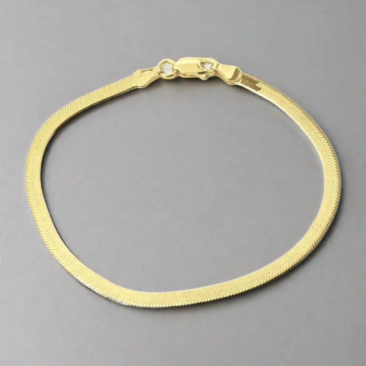 Ann Herringbone Gold Snake Bracelet