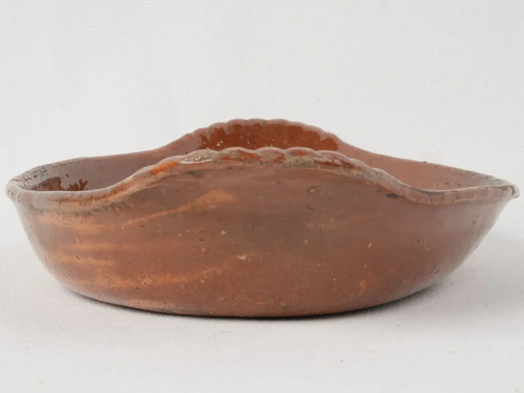 Antique French oven dish w/ brown glaze 17" x 10¼"