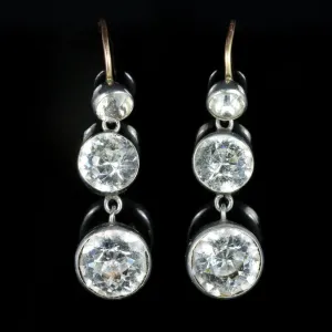 Antique Georgian Paste Earrings 19Th Century Silver Gold