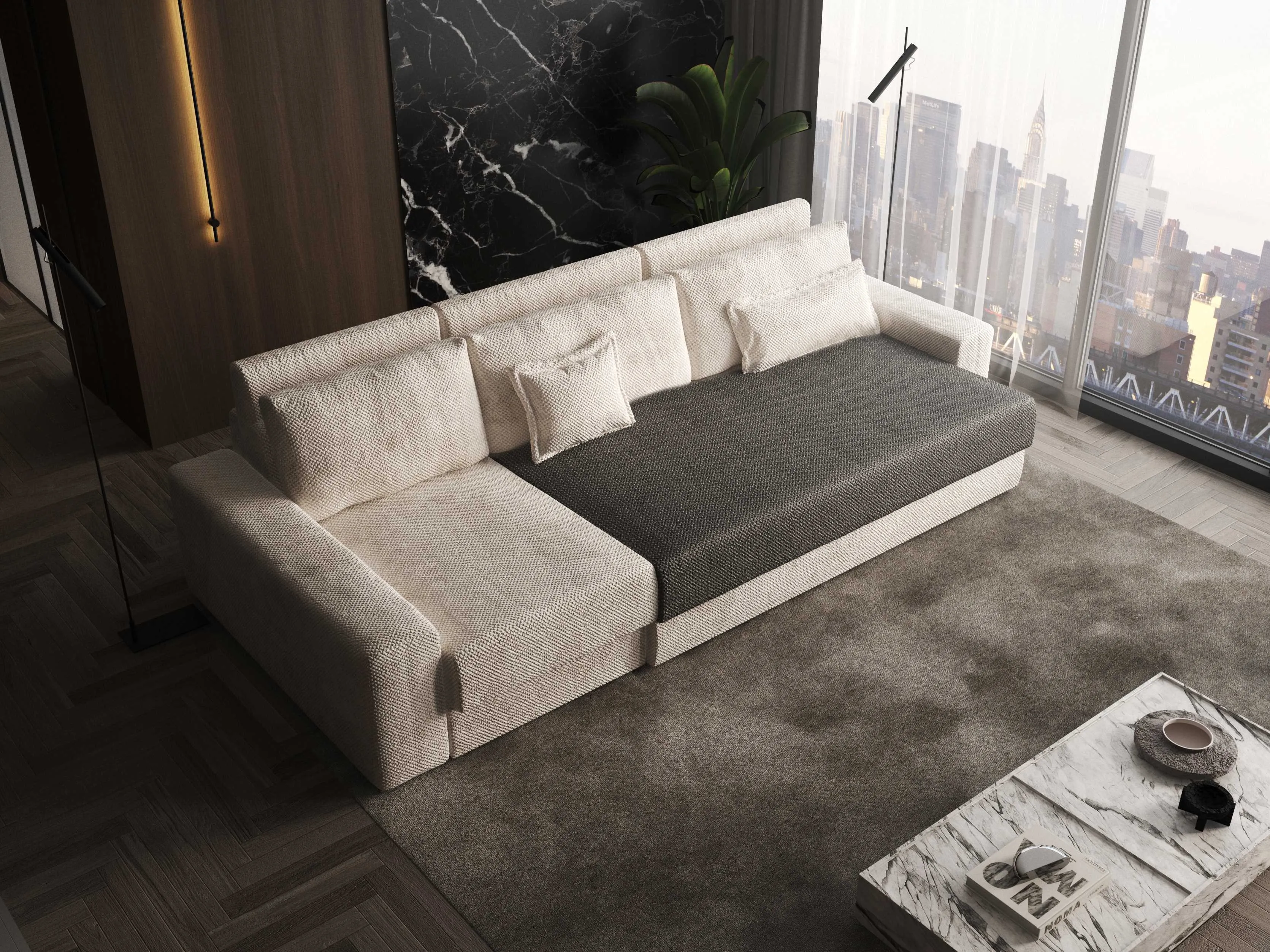 Aria Functional Sectional Sofa with bed and storage