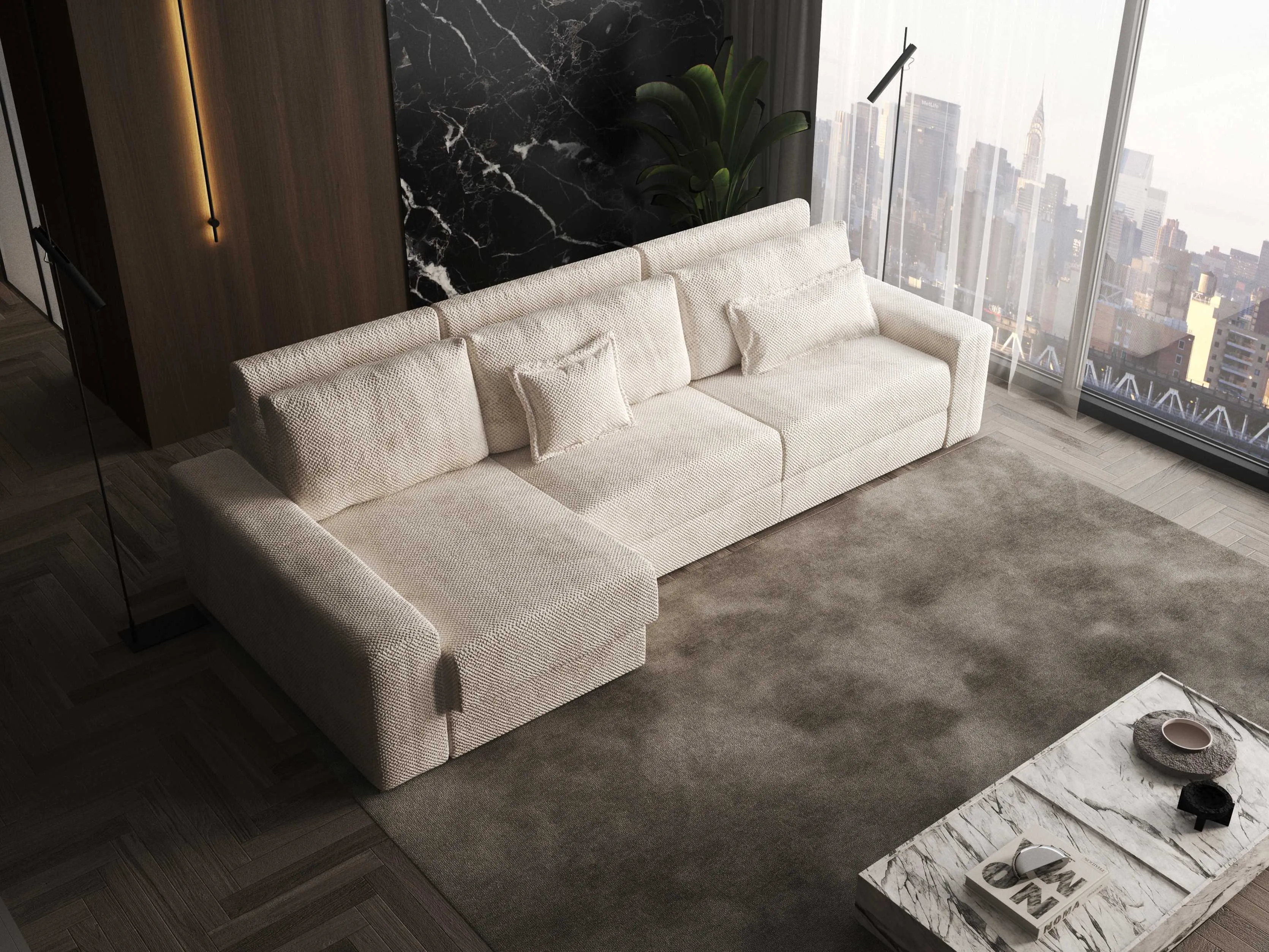 Aria Functional Sectional Sofa with bed and storage