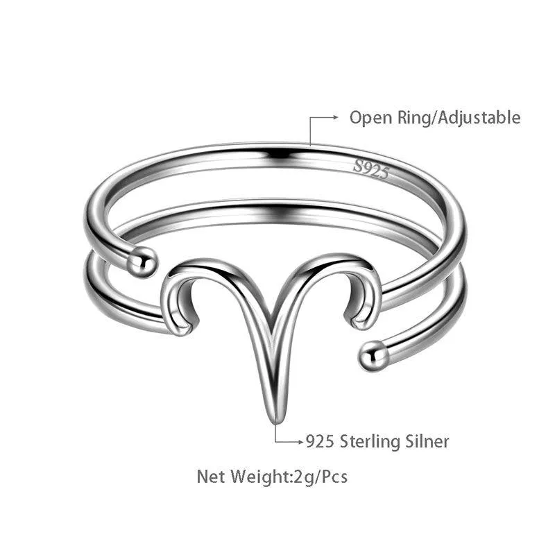 Aries Rings Zodiac Sign Jewelry Women Girls Birthday Gifts 925 Sterling Silver