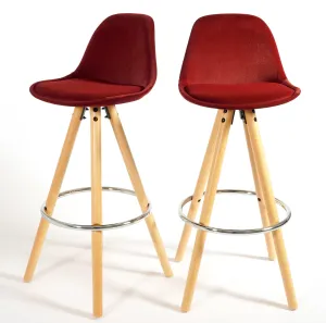 Barcelona Bar Stools Matte Velvet - Burgundy