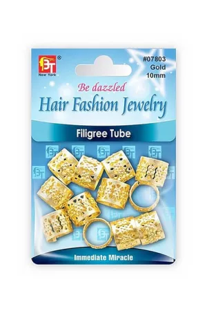 Beauty Town Gold 10mm Filigree Tube - 12 pcs #07803