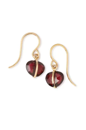 Bezel Wrapped Garnet Drop Earrings