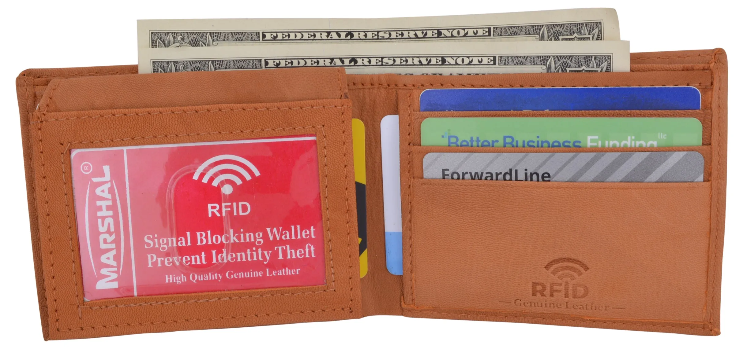 Bifold Men's RFID Blocking Genuine Leather Credit Card ID Wallet