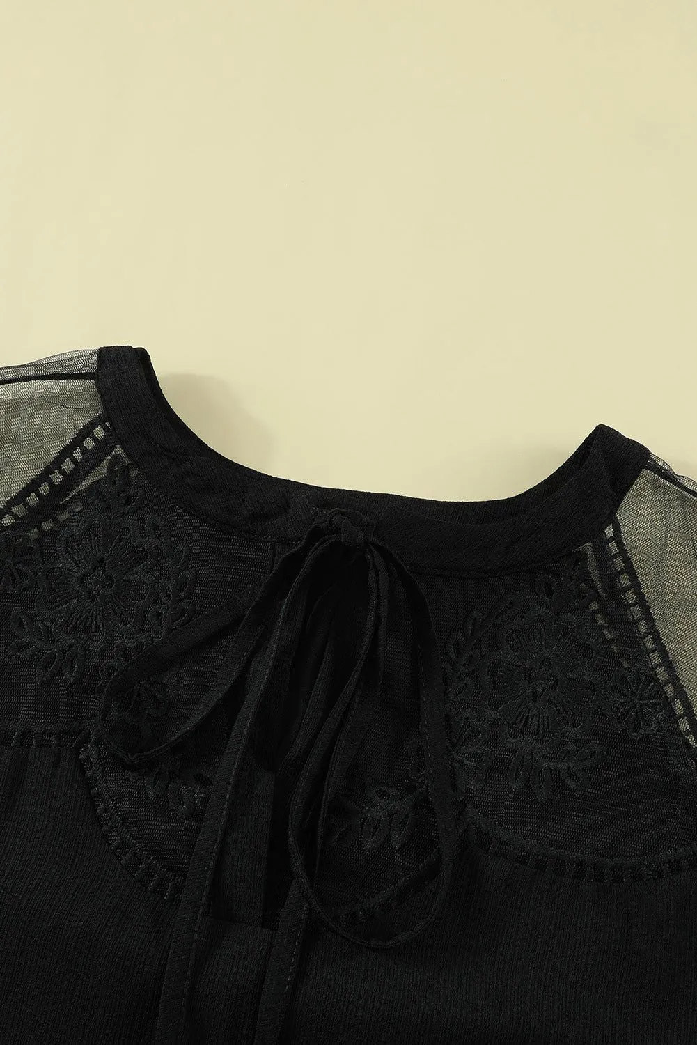 Black Elegant Formal Invitation Lace Blouse