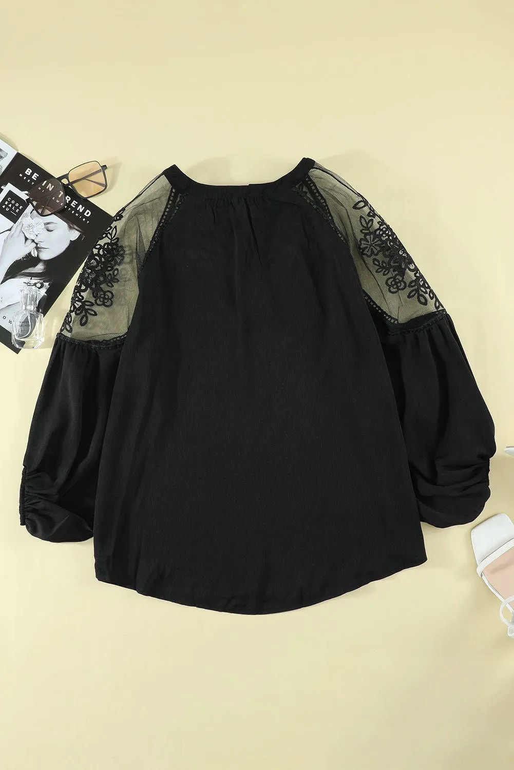 Black Elegant Formal Invitation Lace Blouse