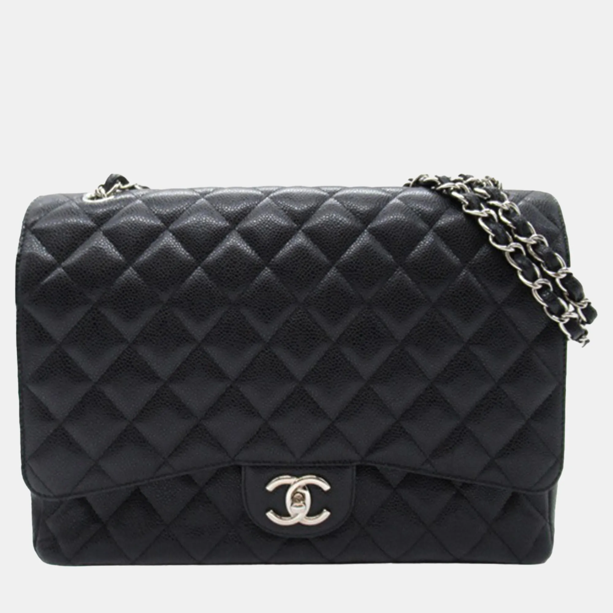 Black Maxi Classic Caviar Double Flap