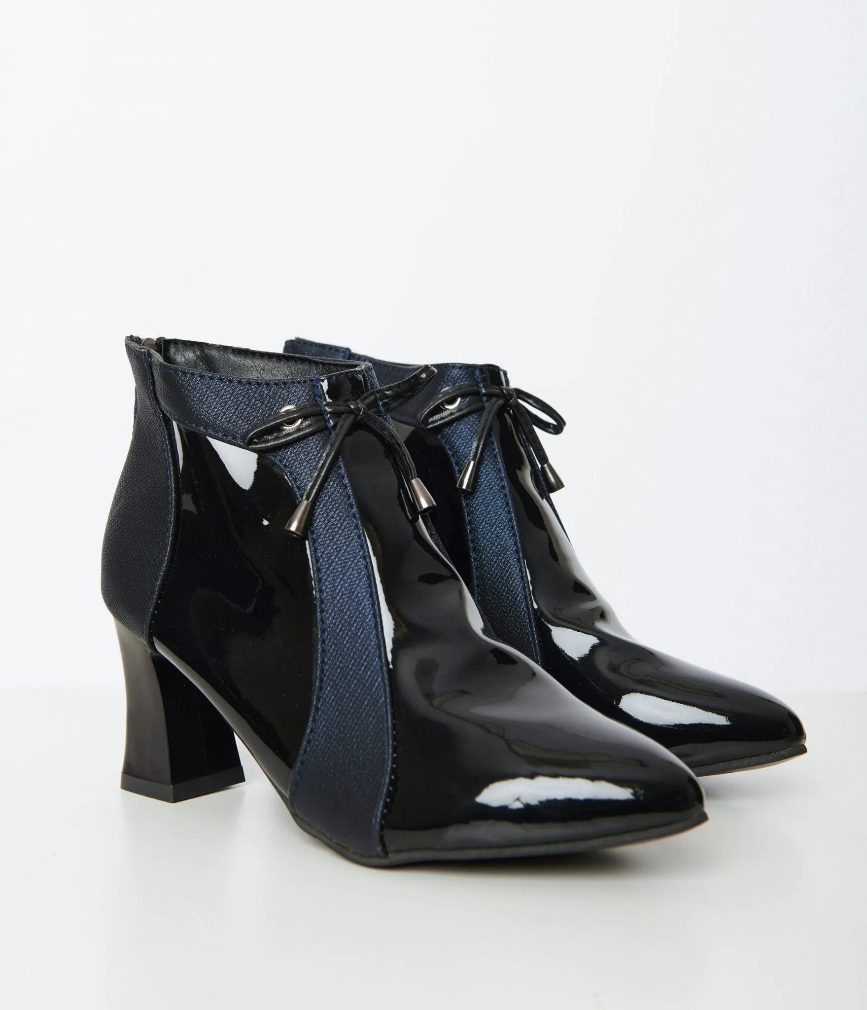 Black Patent Leatherette Pointed Toe Booties