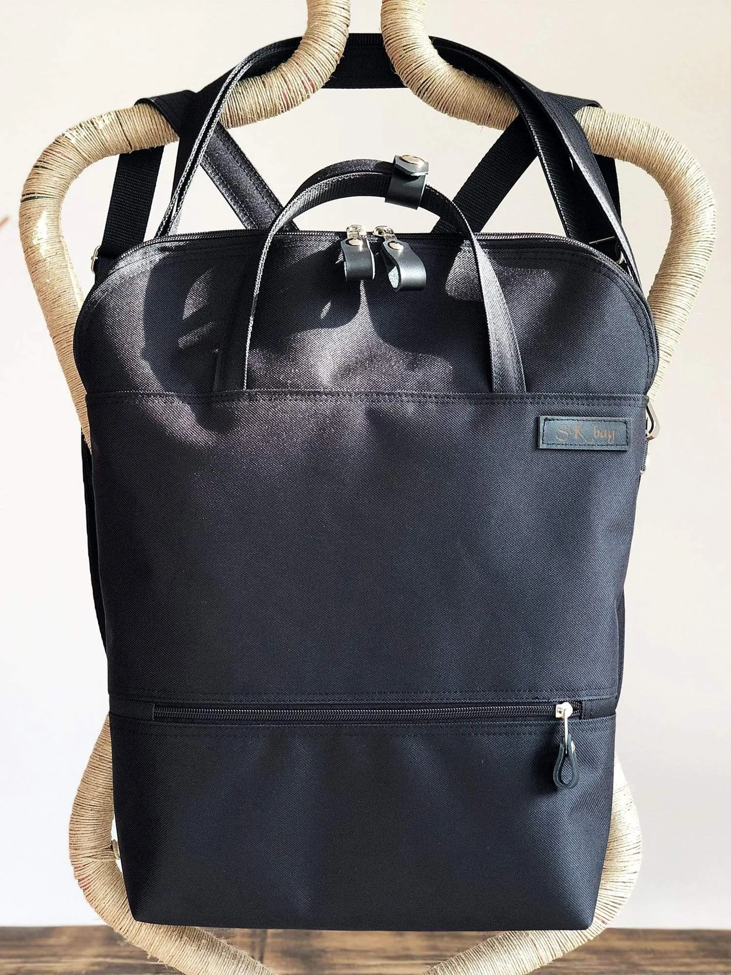 Black Traveller Waterproof Backpack, Vegan Cross Body Bag | Aris Bags